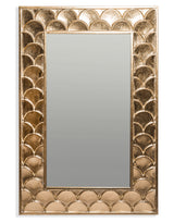 Antique Gold Rectangular "Fish Scales" Framed Wall Mirror - EM146