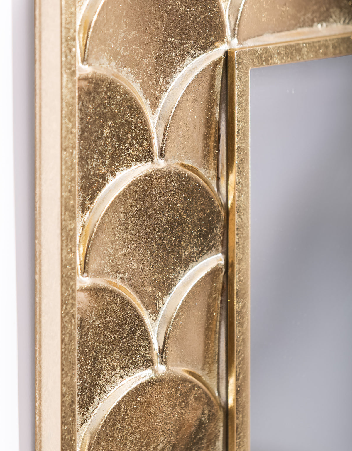 Antique Gold Rectangular "Fish Scales" Framed Wall Mirror - EM146