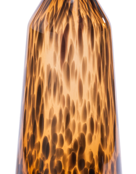 Tall Amber Leopard Print Glass Apothecary Bottle - GW170