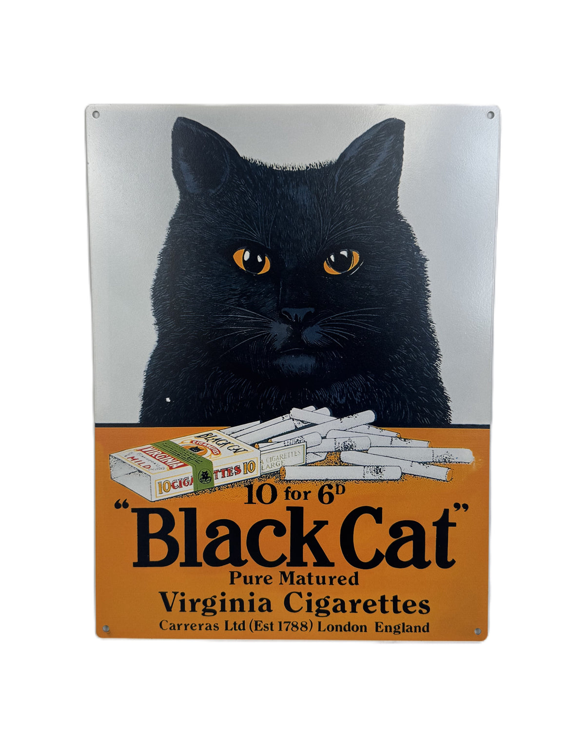 Retro Metal "Black Cat Cigarettes" Wall Sign 30x40cm - FTR66