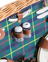 Luxury Tartan 4-Person Picnic Hamper w/ Leather Handles & Accessories - LPH10