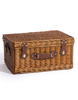 Luxury Pinstripe 4-Person Picnic Hamper w/ Leather Handles & Accessories - LPH11