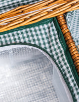 Luxury Gingham 2-Person Picnic Hamper w/ Leather Handles & Accessories - LPH15