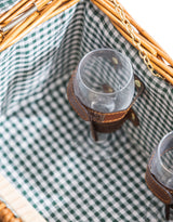 Luxury Gingham 2-Person Picnic Hamper w/ Leather Handles & Accessories - LPH15