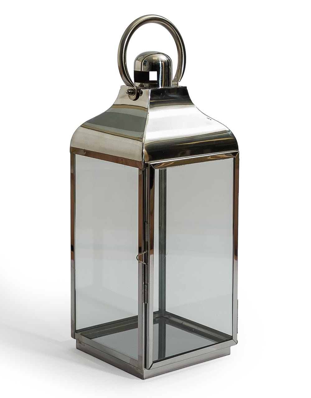 Large Square Polished Steel and Glass Lantern - WPL11