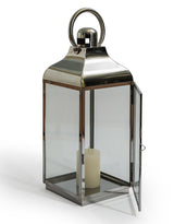 Large Square Polished Steel and Glass Lantern - WPL11