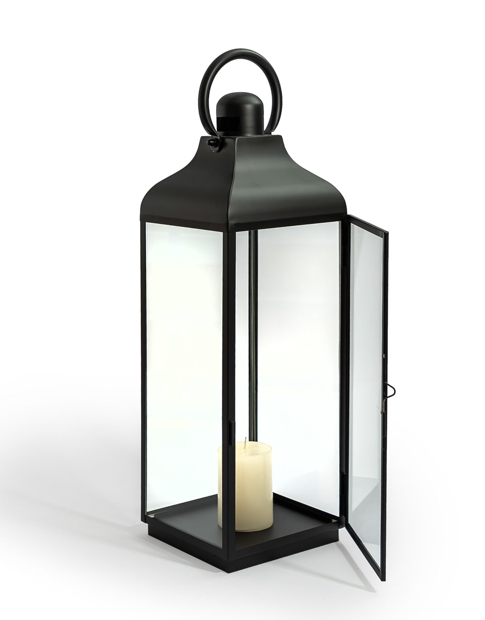 Extra Large Square Matt Black Steel & Glass Lantern - WPL15