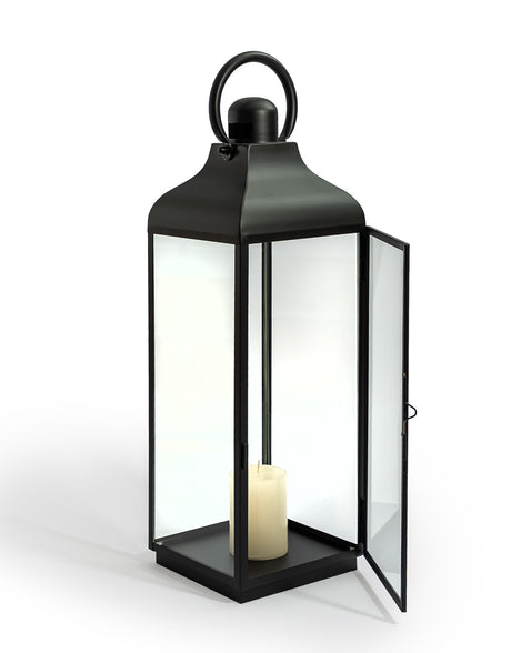 Extra Large Square Matt Black Steel & Glass Lantern - WPL15