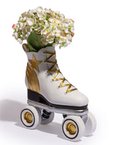Retro Roller Skate Vase - White / Gold / Black - TL156