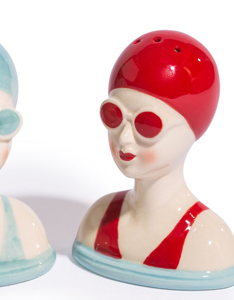 Set of Ceramic Beach Swimmers Salt & Pepper Shakers - TL158