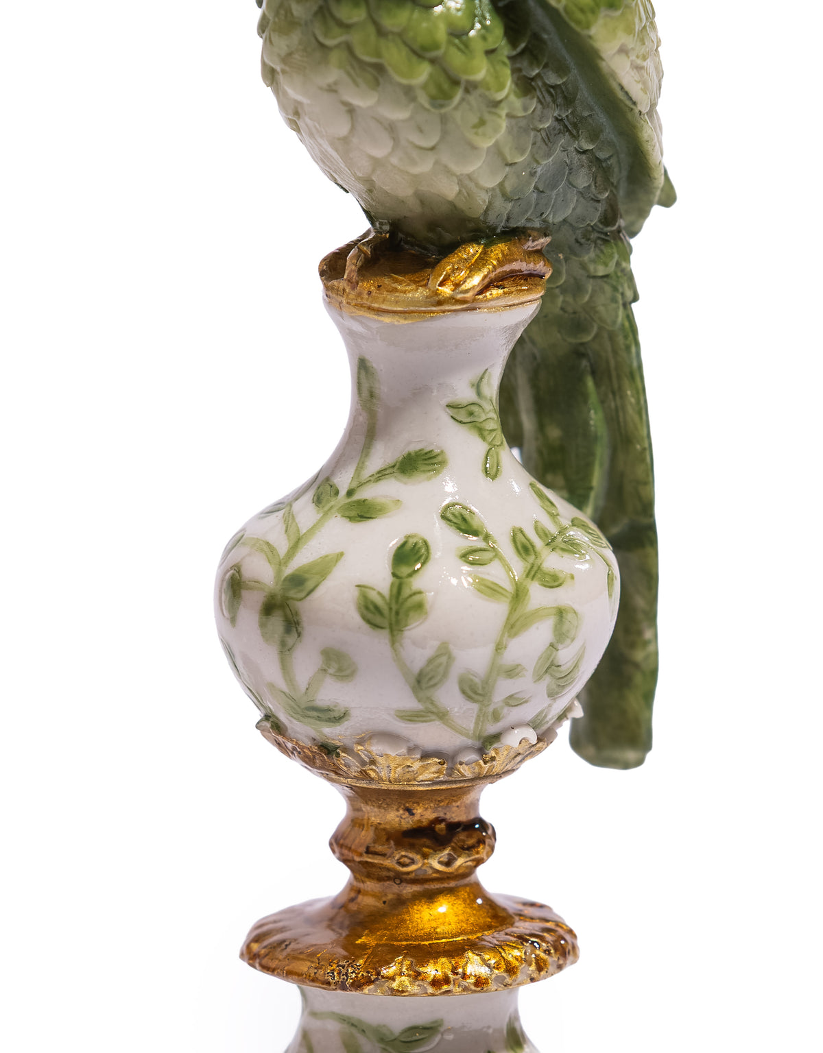 Antiqued Ornate Green/White Parrot Candle Holder - RH - RM88