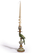 Antiqued Ornate Green/White Parrot Candle Holder - RH - RM88