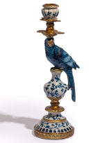 Antiqued Ornate Blue/White Parrot Candle Holder - RH - RM89