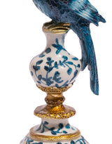 Antiqued Ornate Blue/White Parrot Candle Holder - RH - RM89