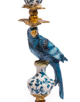 Antiqued Ornate Blue/White Parrot Candle Holder - RH - RM89