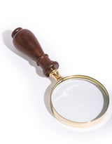 Small Brass Magnifying Glass with Brown Wood Handle - FMH44