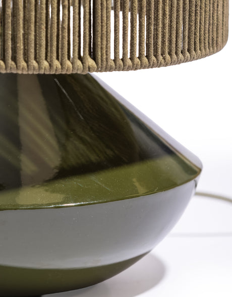 Forest Green Table Lamp w/ Ribbed Corded Shade - L16260GR