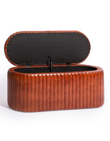 Industrial Vintage Ribbed Leather Storage Trunk - BJG17