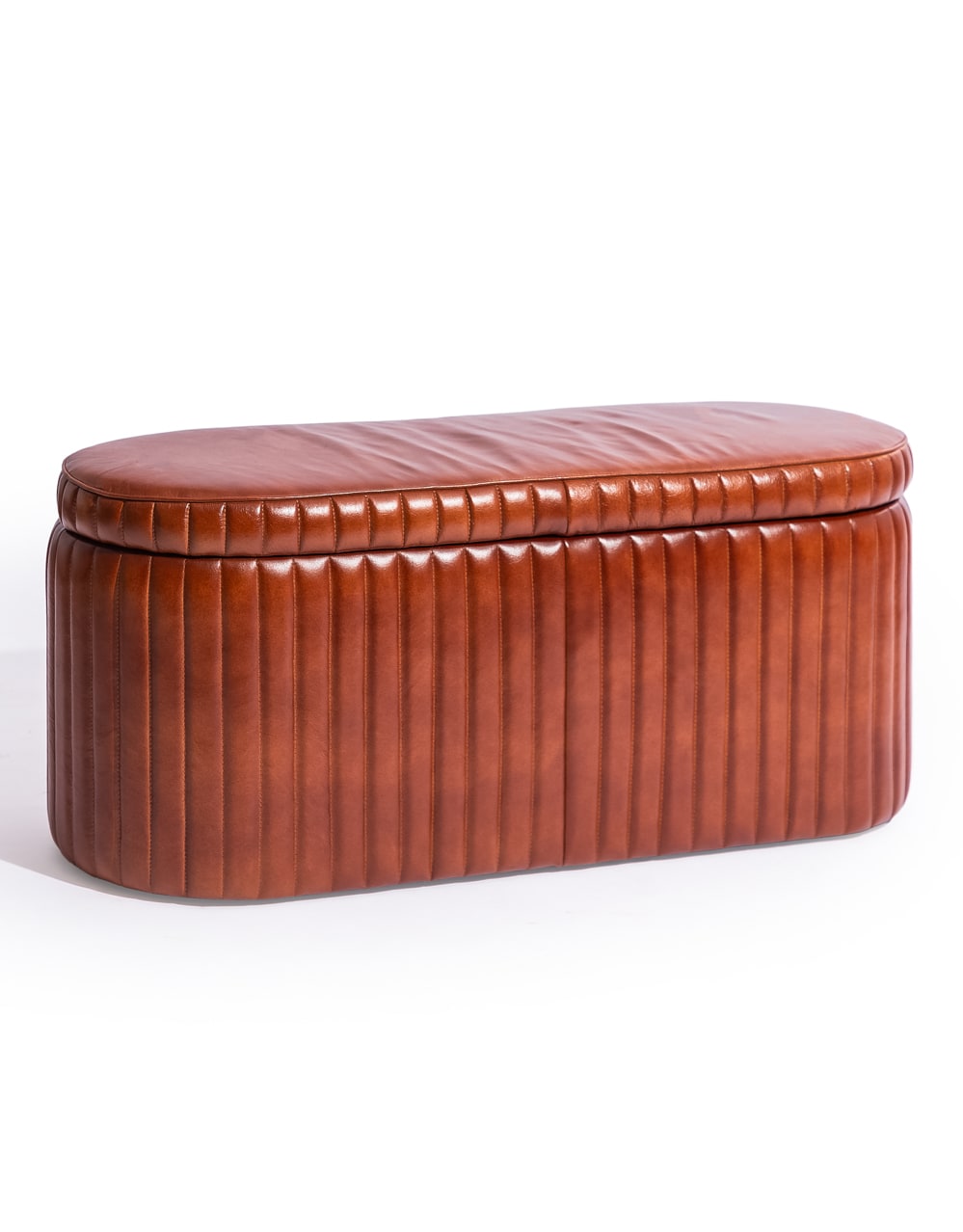 Industrial Vintage Ribbed Leather Storage Trunk - BJG17