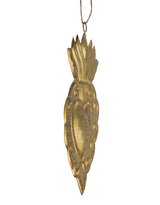 Hand Crafted Gold Metal Hanging Heart Ornament - RGF24