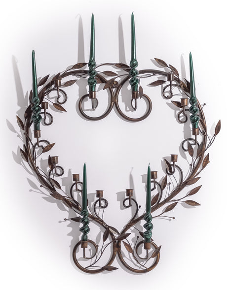 Large Antiqued Bronze Heart Wreath Wall Sconce - RGF31