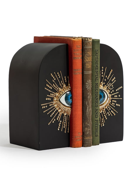 Pair of Embossed "Sunburst Eye" Bookends - CRT167