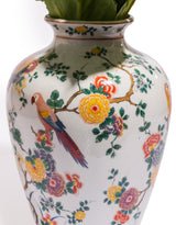 White Ceramic Floral & Tropical Bird Vase - BP322