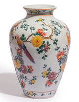 White Ceramic Floral & Tropical Bird Vase - BP322