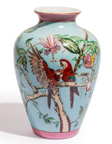 Colourful Parrot & Floral Ceramic Vase - BP323
