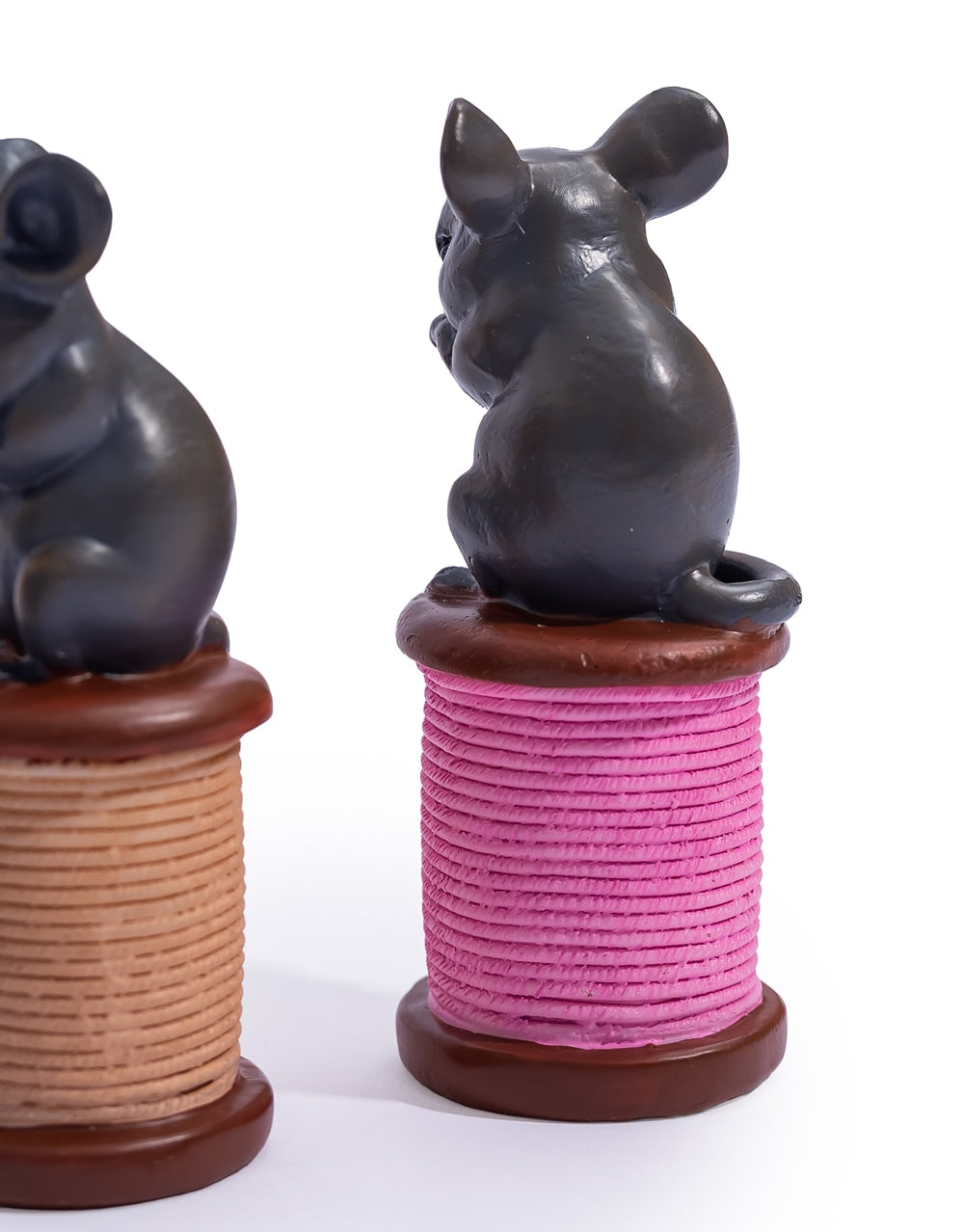 Assorted Set of 4 Mice on Pastel Colour Cotton Reels - BD198