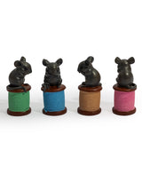 Assorted Set of 4 Mice on Pastel Colour Cotton Reels - BD198