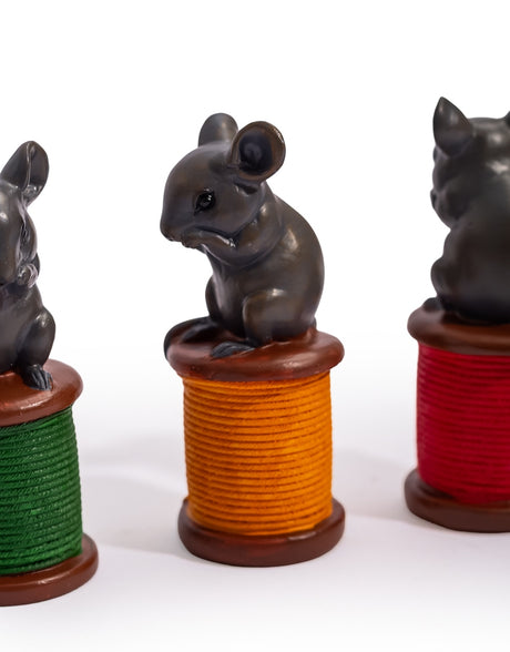 Assorted Set of 4 Mice on Classic Colour Cotton Reels - BD199