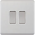 Selectric 5M-Plus Satin Chrome 2 Gang 10A 2 Way Switch with White Insert
