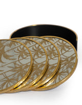 Set of 4 Mirrored Palm Tree Round Coasters - LUM24