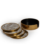 Set of 4 Mirrored Tropical Leaf Round Coasters - LUM25