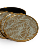 Set of 4 Mirrored Tropical Leaf Round Coasters - LUM25