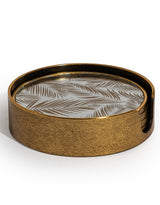 Set of 4 Mirrored Tropical Leaf Round Coasters - LUM25
