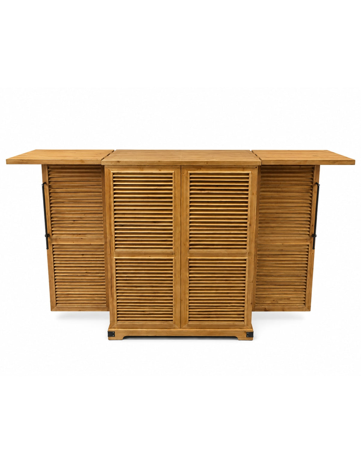 Rustic Slatted Wood Fold-Out Bar Cabinet - RFB42