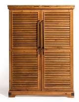 Rustic Slatted Wood Fold-Out Bar Cabinet - RFB42