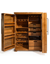 Rustic Slatted Wood Fold-Out Bar Cabinet - RFB42