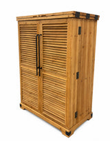 Rustic Slatted Wood Fold-Out Bar Cabinet - RFB42