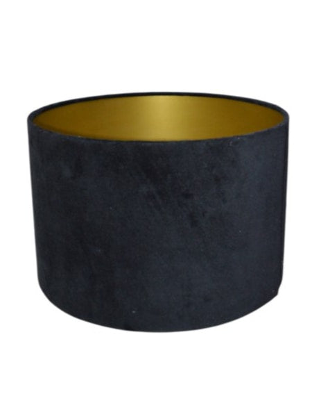 Black Velvet 40cm Cylinder Shade w/ Gold Inner Lining - LNS11