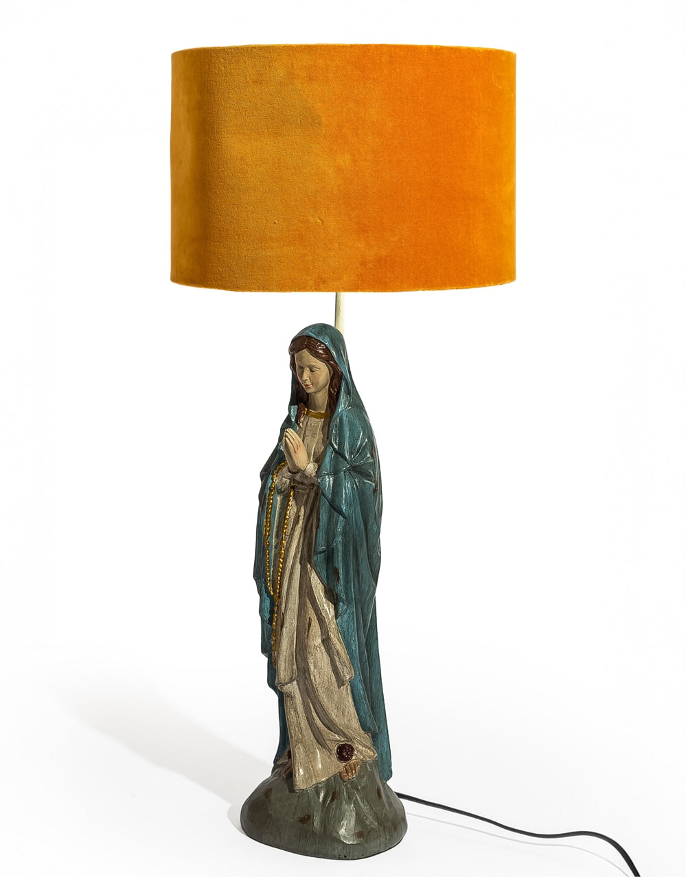 Yellow Ochre 40cm Velvet Cylinder Shade w/ Gold Inner Lining - LNS12