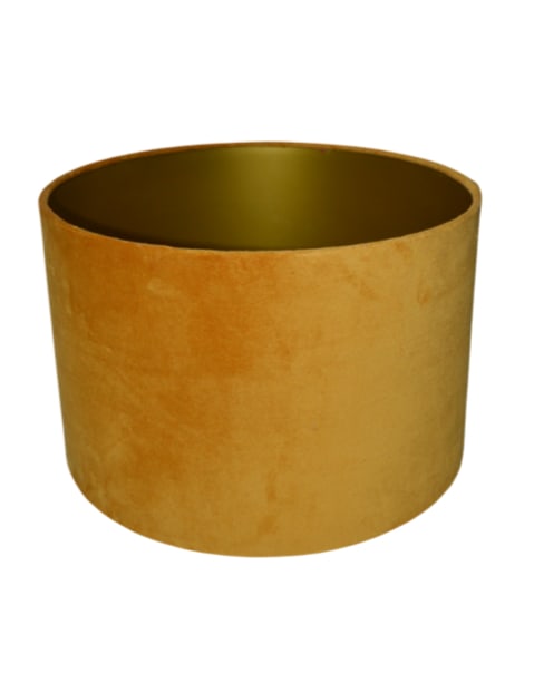 Yellow Ochre 40cm Velvet Cylinder Shade w/ Gold Inner Lining - LNS12