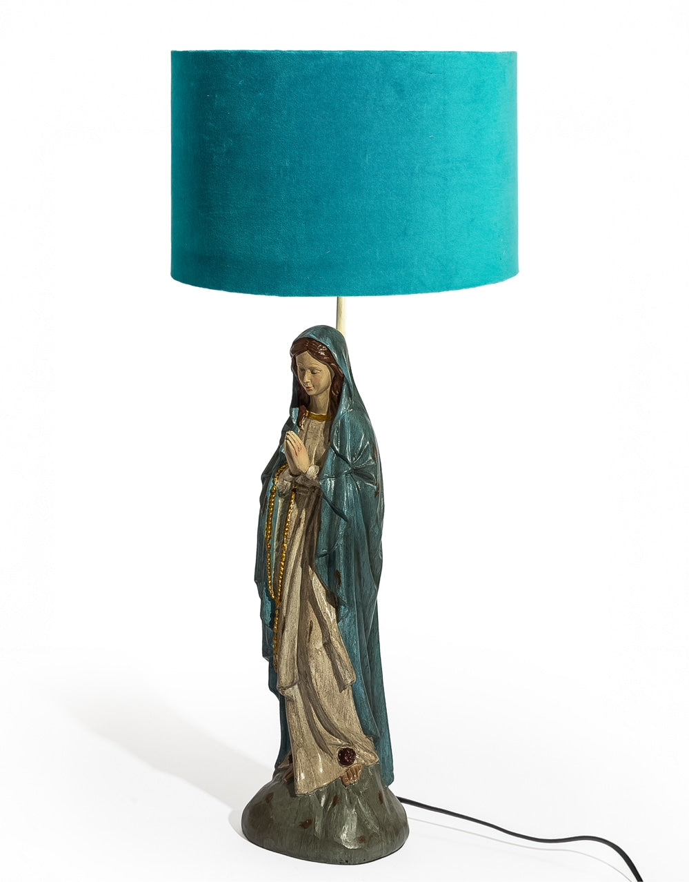 "Ocean" Velvet 40cm Cylinder Shade w/ Gold Inner Lining - LNS14