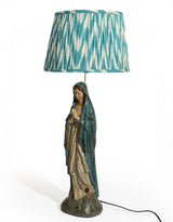 Blue Zigzag Ikat Gathered / Pleated 40cm Lampshade - LNS17