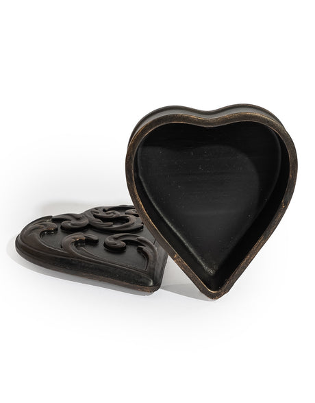 Antique Black "Heart" Storage / Trinket Box - MK227