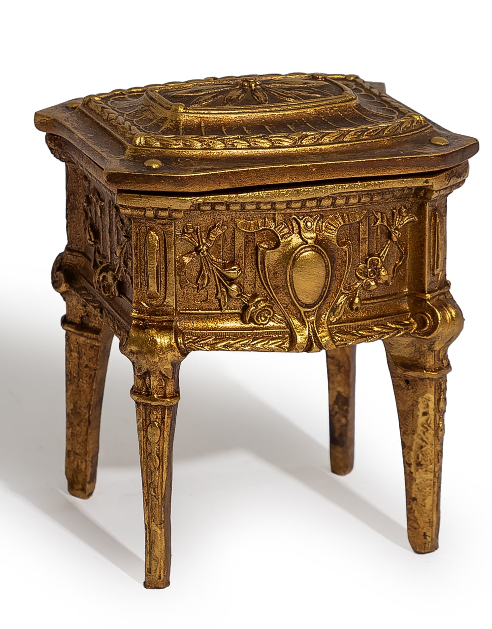 Antique Gold Ornate Dresser Storage / Trinket Box - MK230