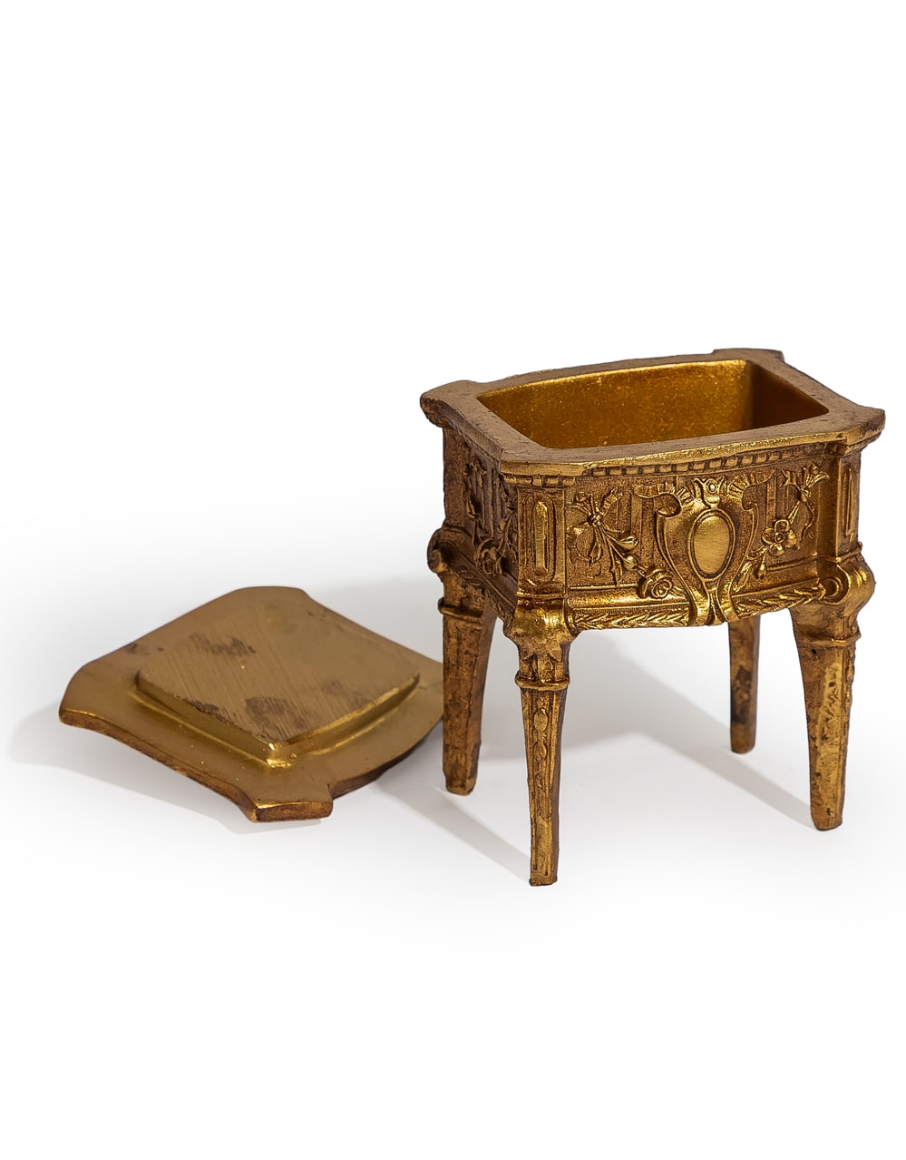 Antique Gold Ornate Dresser Storage / Trinket Box - MK230