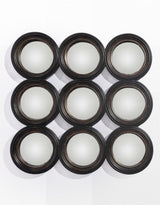 Locked Set of 9 Ornate Antiqued Black Convex Mirrors - MK231
